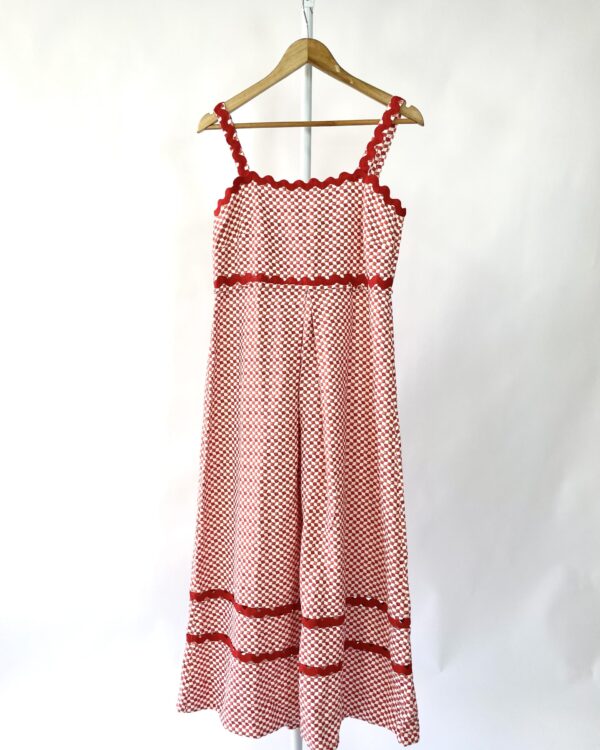 Vestido midi estamp vermelho e branco ANPO - P - VENDIDO SISTEMA OTO