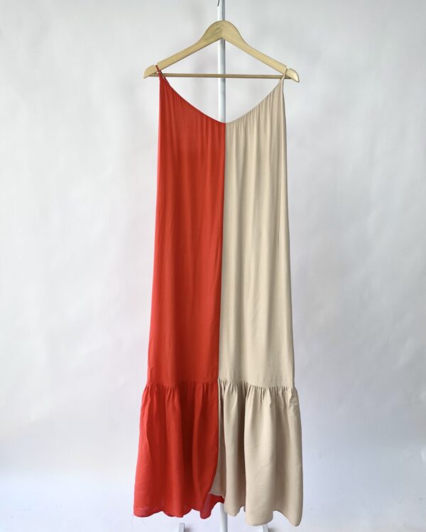 Vestido longo alças finas duas cores SACADA - 38 - VENDIDO SISTEMA OTO