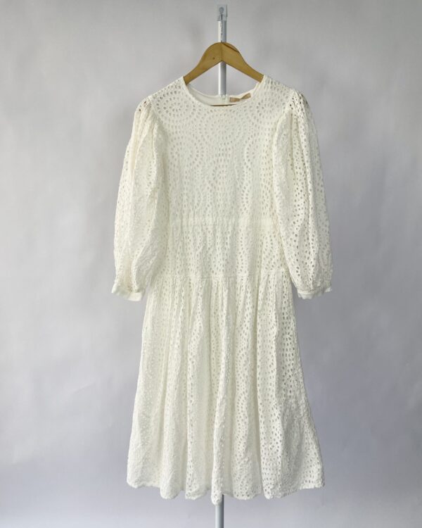 Vestido midi branco de laise CAROL BASSI - G