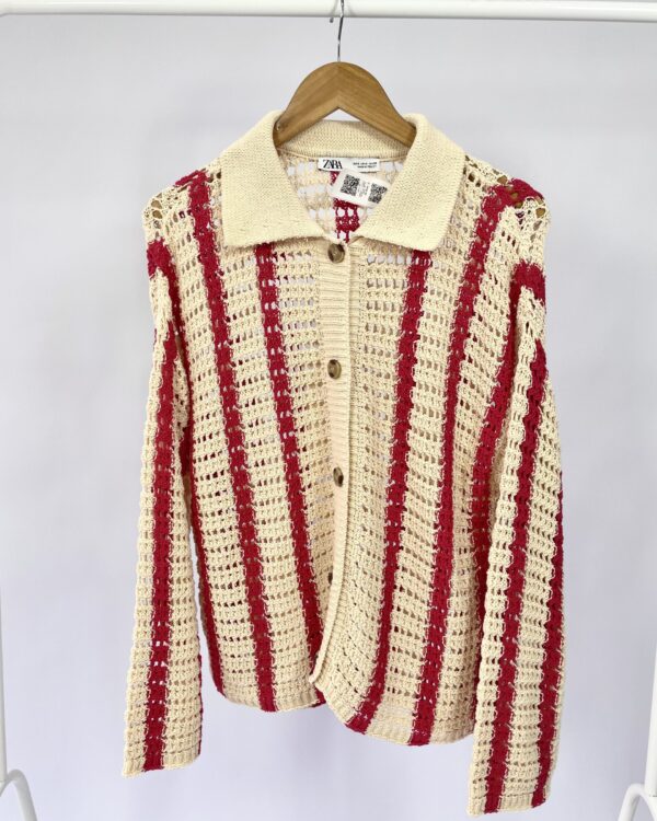 Casaco tricot com listras vermelhas ZARA - P - VENDIDO SISTEMA OTO