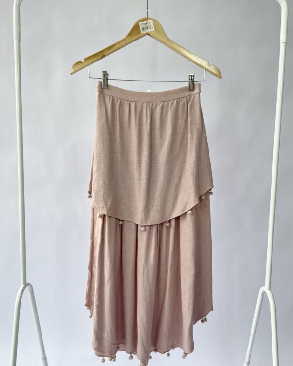 Saia lilás linho com babados CRIS BARROS - 34 - VENDIDO SISTEMA OTO