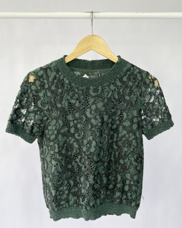 Blusa verde musgo rendada MIXED - PP - VENDIDO SISTEMA OTO