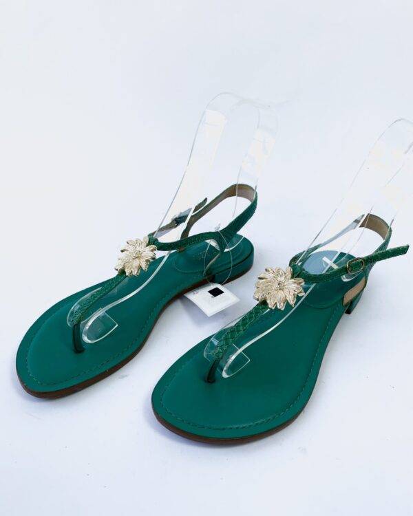 Rasteira verde com detalhe dourado AREZZO - 36 - VENDIDO SISTEMA OTO