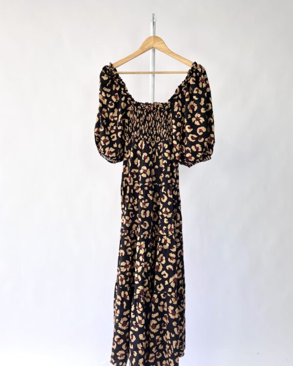 Vestido preto com estampado FARM - P - VENDIDO SISTEMA OTO