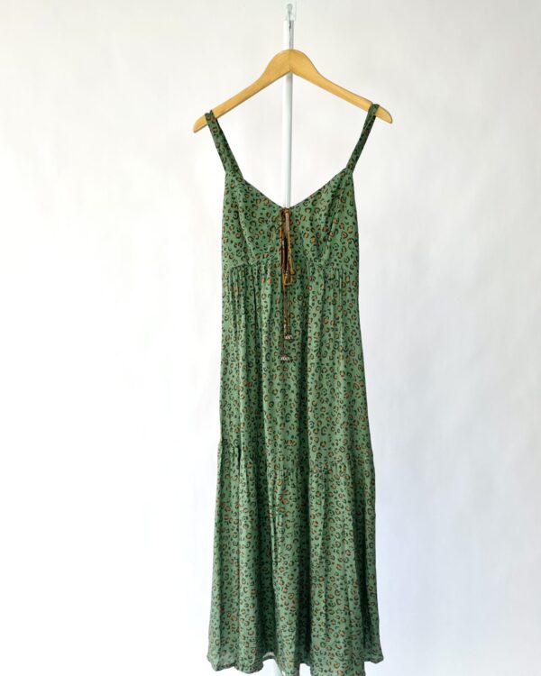 Vestido verde com estampa FARM - M - VENDIDO SISTEMA OTO