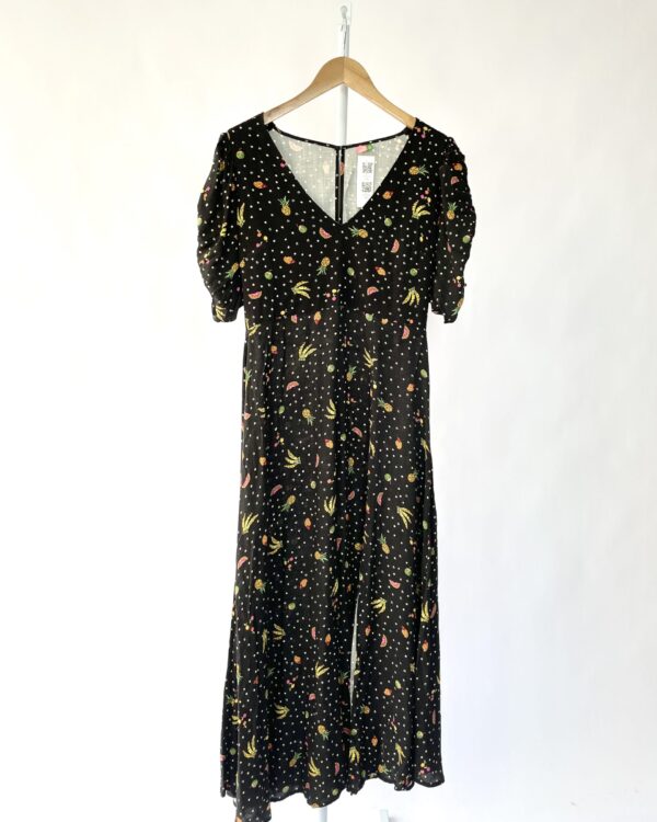 Vestido preto estampado FARM - M - VENDIDO SISTEMA OTO