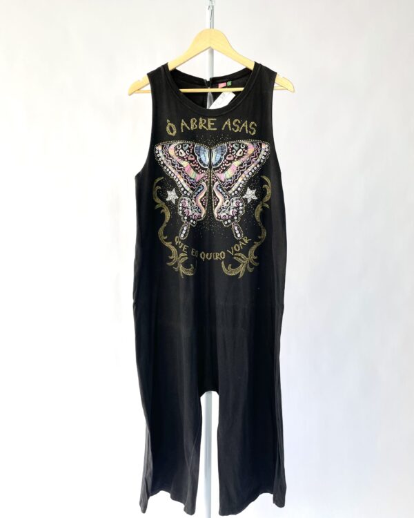 Macacão malha preto estampado FARM - P - VENDIDO SISTEMA OTO