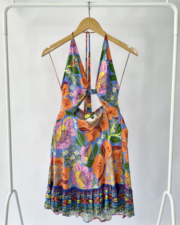 Vestido curto estampado frente unica FARM - P - VENDIDO SISTEMA OTO