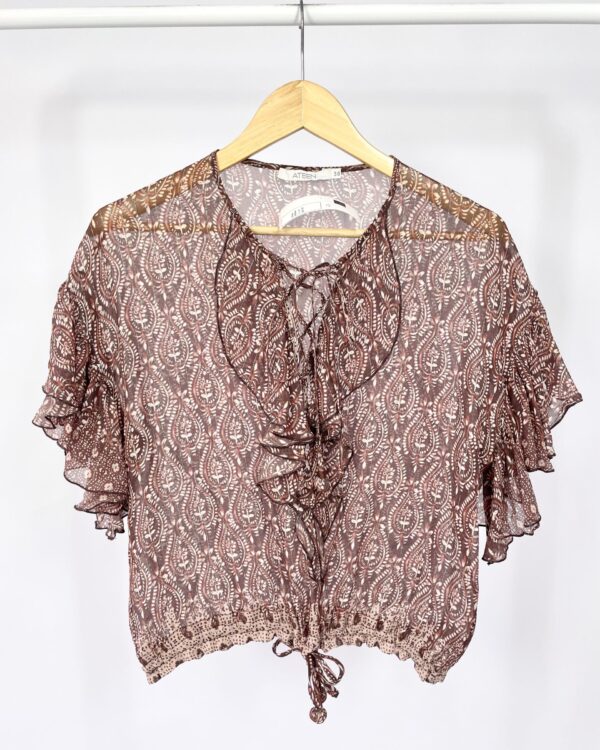 Blusa bordô estampada seda ATEEN - 38 - VENDIDO SISTEMA OTO