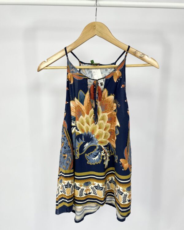 Regata azul com estampa FARM - M - VENDIDO SISTEMA OTO