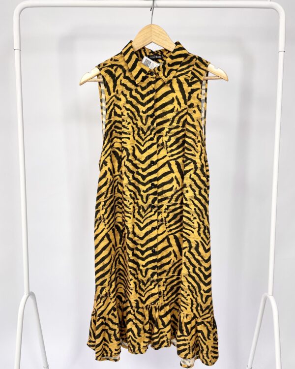 Vestido curto amarelo e preto estampado ANIMALE JEANS - P - VENDIDO SISTEMA OTO