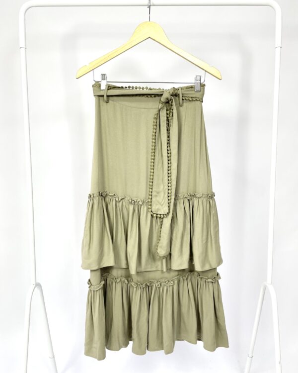 Saia verde militar com babados HUSH - P *nunca usada* - VENDIDO SISTEMA OTTO