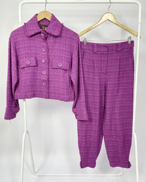 Conjunto camisa e calça roxa tweed MIXED - 36 - VENDIDO SISTEMA OTO