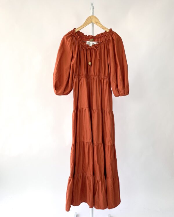 Vestido longo terracota FARM - M - VENDIDO SISTEMA OTTO