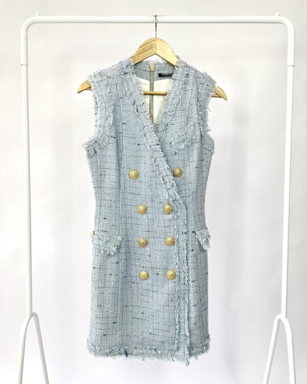 Vestido tweed azul claro BALMAIN - 38 - VENDIDO SISTEMA OTO