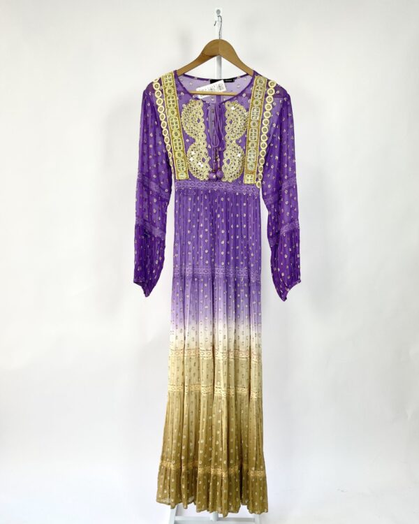 Vestido roxo com dourado e bordados UH PREMIUM - P - VENDIDO SISTEMA OTO