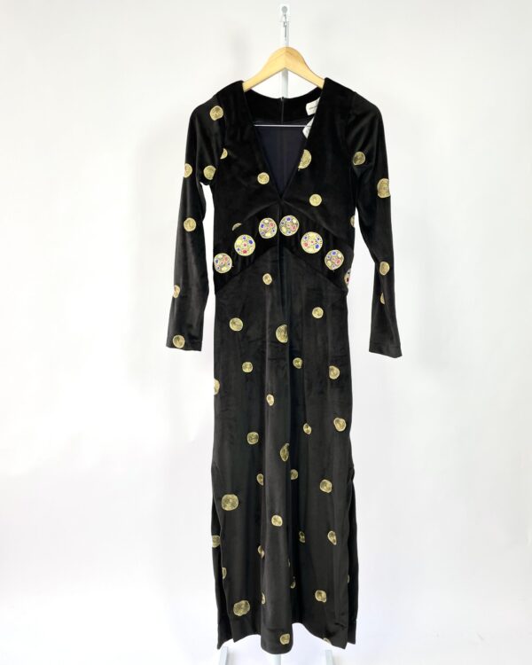 Vestido veludo preto bordado FERNANDA DI BIASE - P - VENDIDO SISTEMA OTO