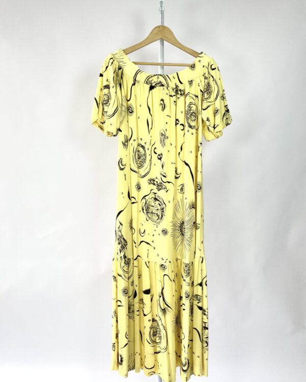 Vestido longo amarelo com estamp ANIMALE - P- VENDIDO SISTEMA OTO