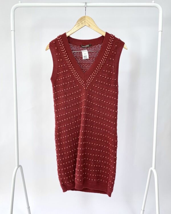 Vestido terracota crochet com aplicações BOBO - P-vendido sistema otto