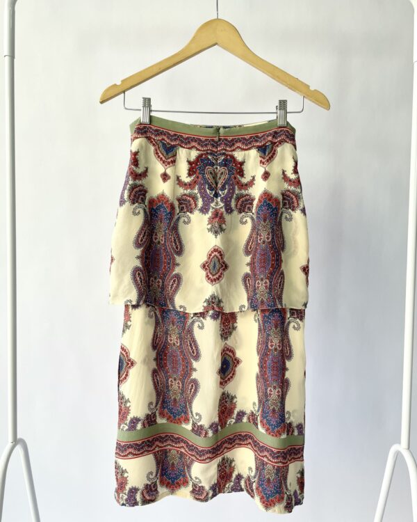 Saia seda bege com estampa ATEEN - 40