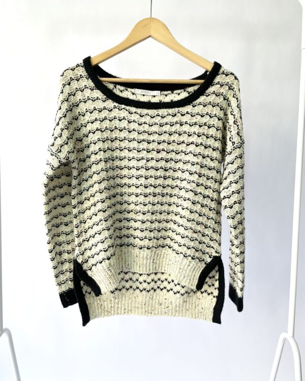 Blusa tricot branco e marrom ATEEN - PP - VENDIDO SISTEMA OTO