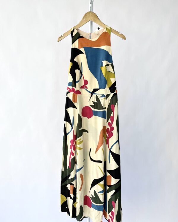 Vestido midi bege com estamp CANTÃO - P - VENDIDO SISTEMA OTO