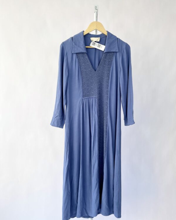 Vestido midi azul de manga comprida CRIS BARROS - 36 - VENDIDO SISTEMA OTO