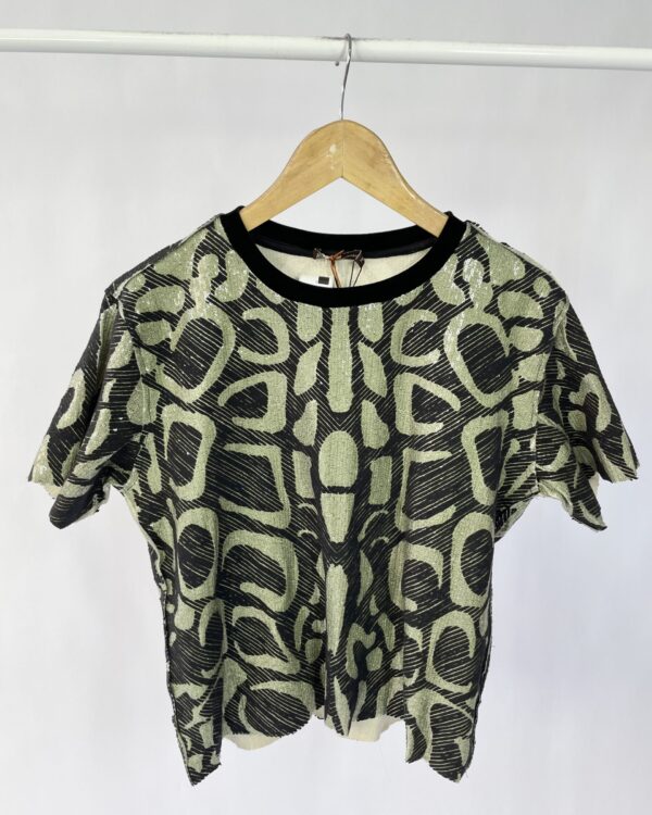 Blusa verde e preta paetes BOBÔ - P *nunca usada* - VENDIDO SISTEMA OTO