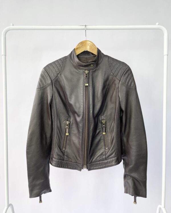 jaqueta couro marrom com zíper  LE LIS BLANC -  38 - VENDIDO SISTEMA OTO