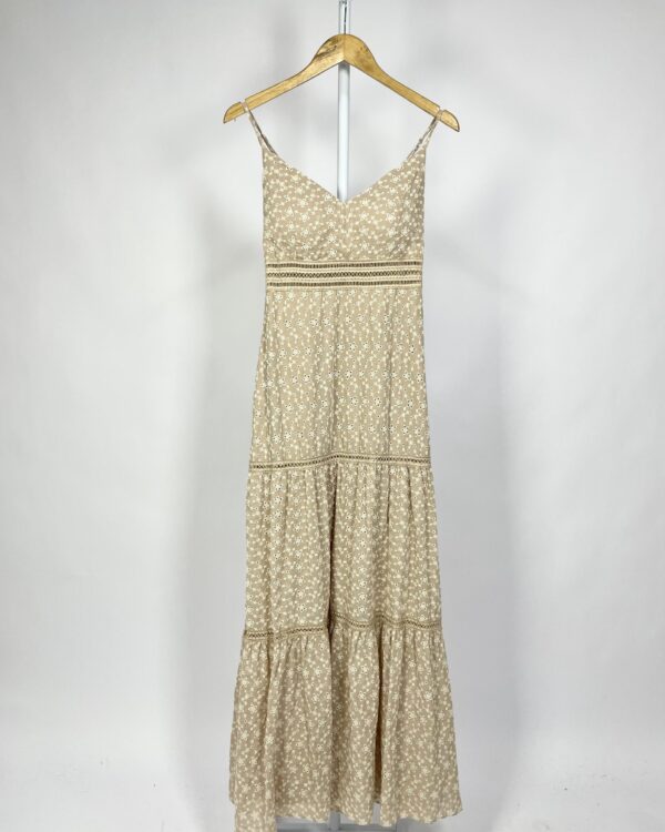 Vestido lasie bege lastex costas - P - vendido sistema oto