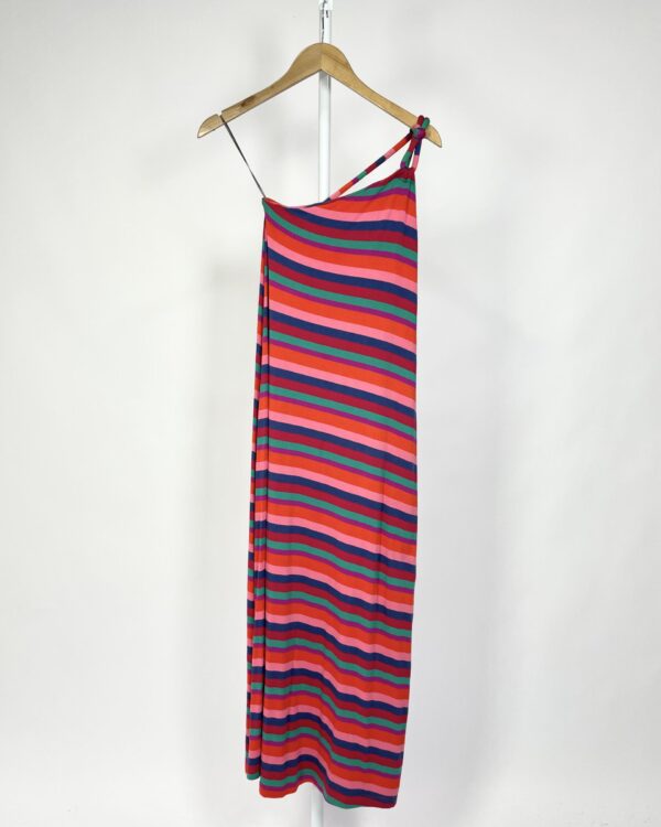 Vestido longo listras coloridas um ombro so MARIA FILO -P - VENDIDO SIST OTO
