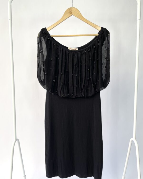 Vestido preto malha bordados ISABELA CAPETO - P