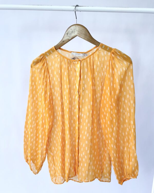 Blusa seda amarela detalhes ATEEN - 36 - VENDIDO SISTEMA OTO