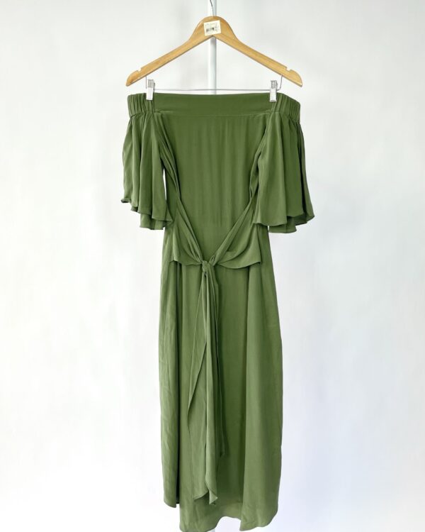Vestido seda longo verde ombro a ombro lLE LIS BLANC -36 - VENDIDO SIST OTO