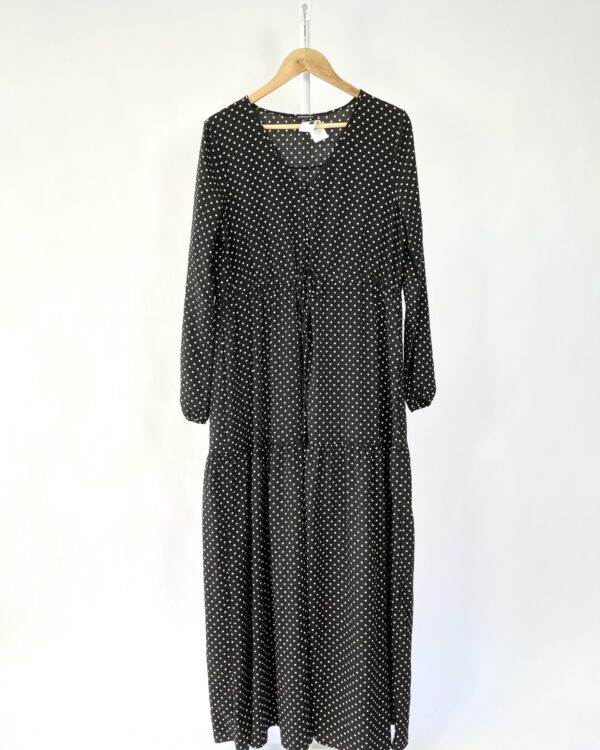 Vestido longo preto com poa ZINZANE - GG - VENDIDO SISTEMA OTO