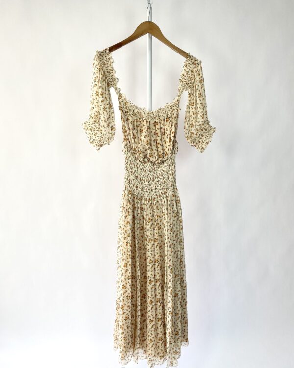 Vestido seda estampado mangas NK - 38 - VENDIDO SISTEMA OTO