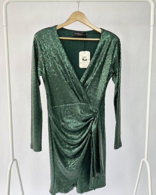 Vestido curto paete verde  LU MONTEIRO - 40 *NUNCA USADO*