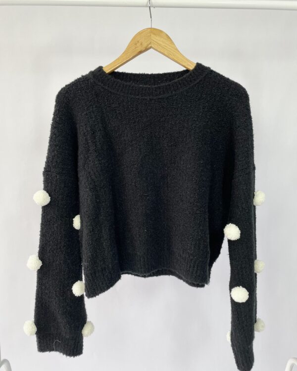 Casaco preto lã aplicaçao manga MIXED - P VENDIDO SISTEMA OTTO