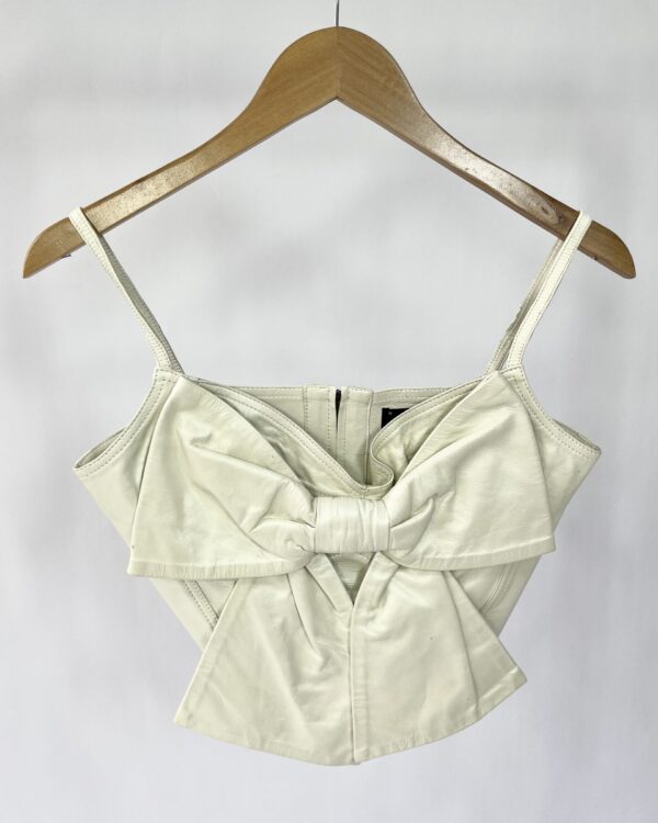 Top couro laço off white ANDREA BOGOSIAN - M - VENDIDO SISTEMA OTO