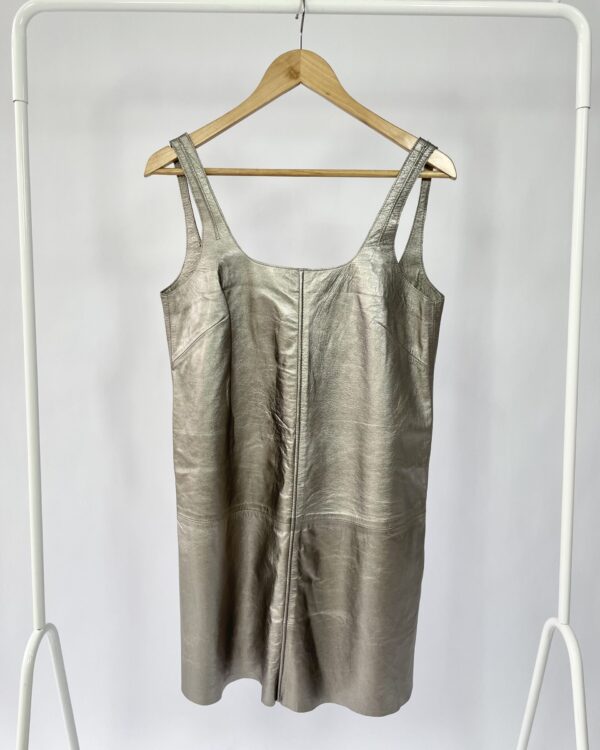Vestido couro curto metalizado prata ANIMALE - 38 - vendido sistema oto