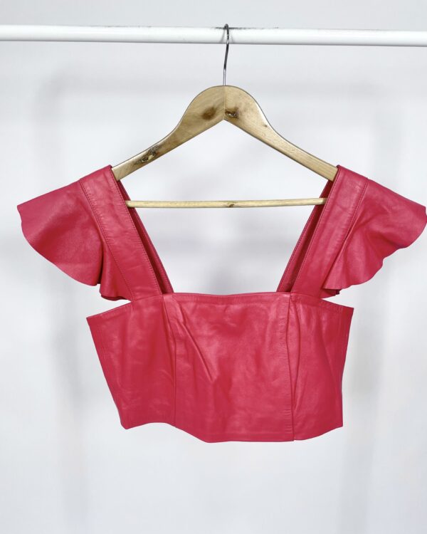 Top couro alça babados MIXED - P - VENDIDO SISTEMA OTO