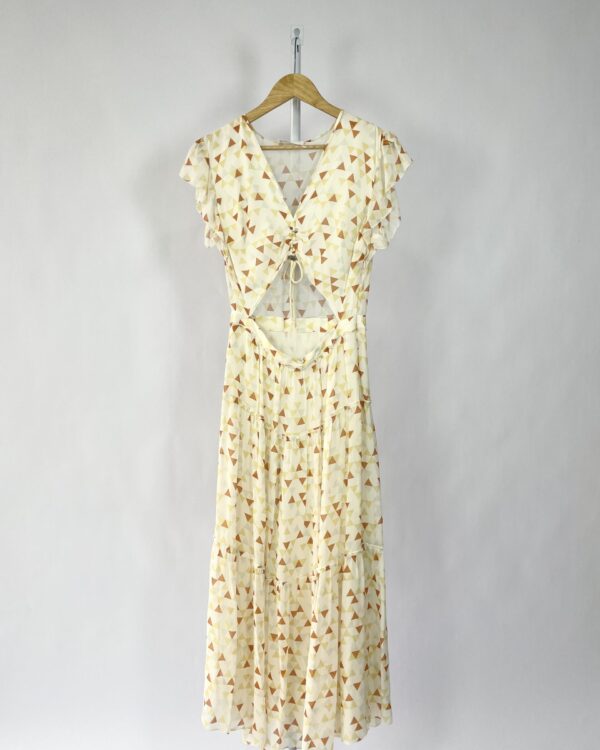 Vestido seda abertura frente estampado NK - 40 - VENDIDO SISTEMA OTO