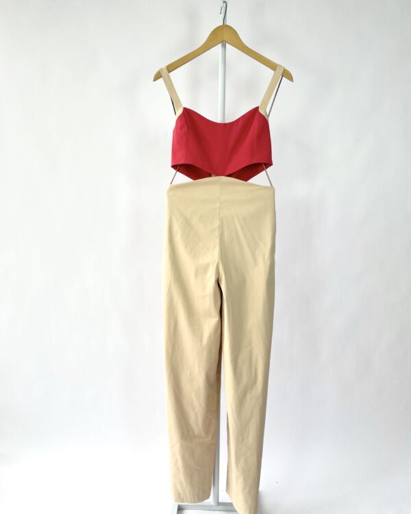 Macacao vazado rosa e bege NK - 38