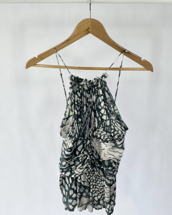 Blusa seda liás com verde decote nas costas ANIMALE - 40 - VENDIDO SISTEMA OTO