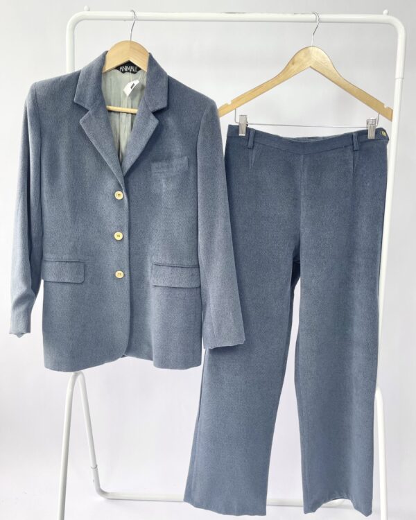 Conjunto blazer e calça azul com detalhe ANIMALE - 40 - VENDIDO SISTEMA OTO