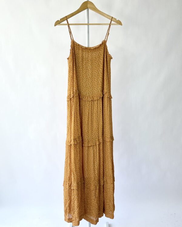 Vestido caramelho longo com estampa LEELOO - P - VENDIDO SISTEMA OTO