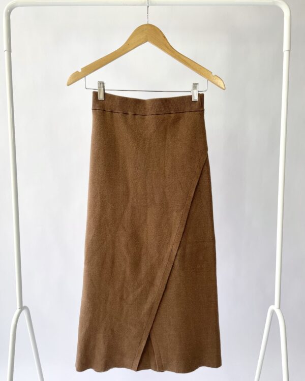 Saia midi tricot marron ZARA - P