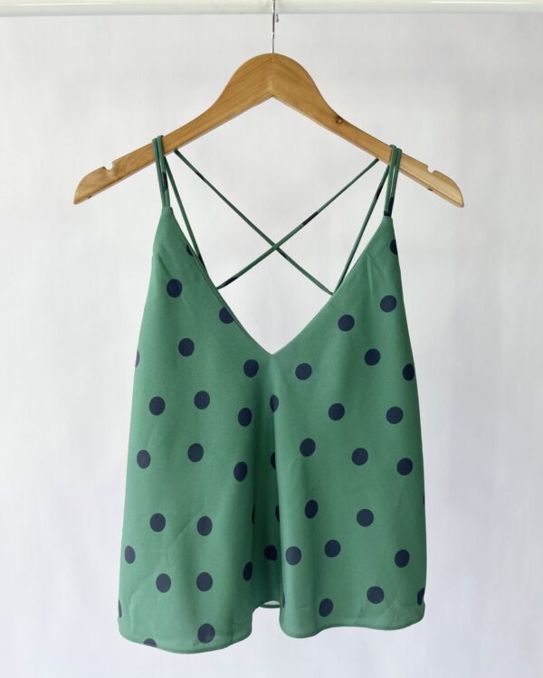 Blusa croped verde com poa ANIMALE - 36 - VENDIDO SISTEMA OTO