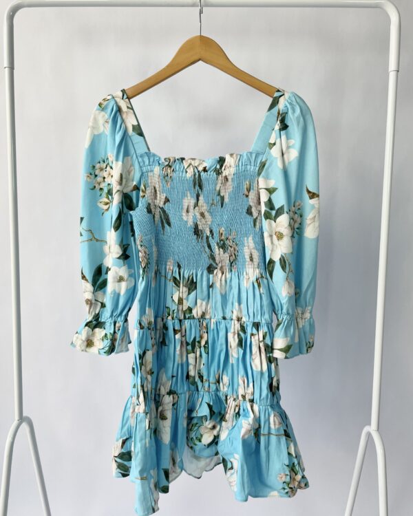 Vestido curto azul com estampa branca AGILITÁ - 38 - VENDIDO SISTEMA OTO