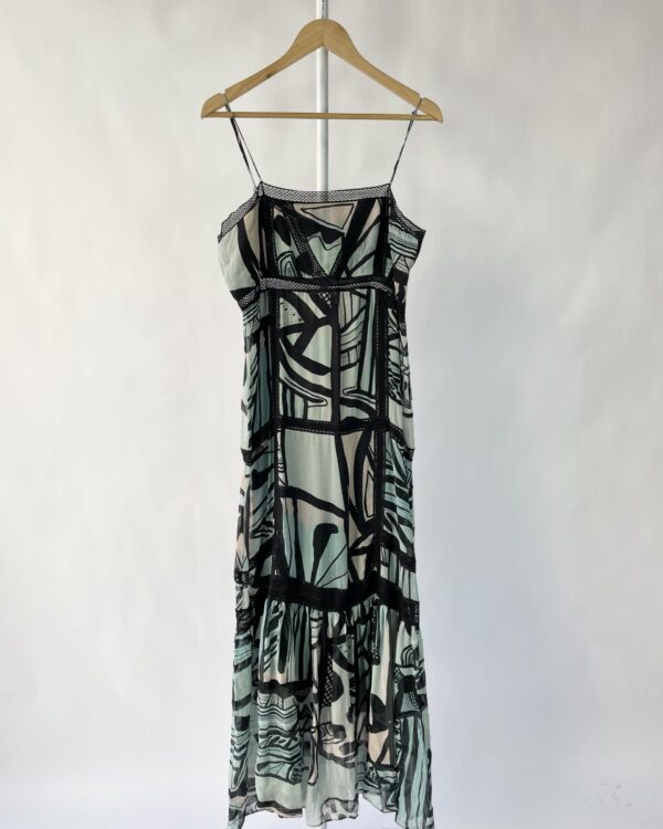 Vestido longo seda azul com estampa ANIMALE - 42 - VENDIDO SISTEMA OTTO